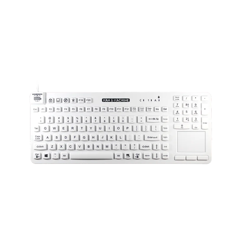 Man&Machine Really Cool Touch Keyboard - medyczna, dezynfekowalna, niskoprofilowa klawiatura z touchpad (biała)