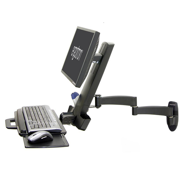 Ergotron – Seria 200 Combo Arm – uchwyt ścienny do monitora z półką na klawiaturę i mysz (czarny)