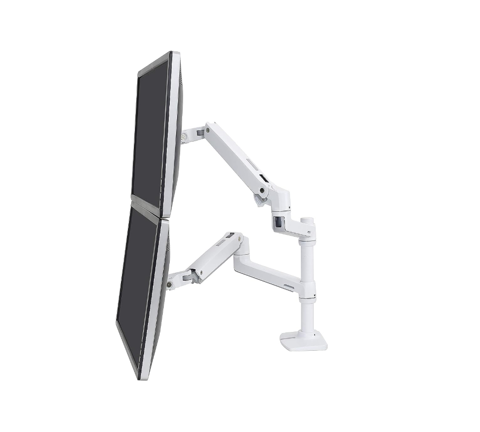Ergotron - LX Dual Stacking Arm - uchwyt biurkowy dla dwóch monitorów Biały