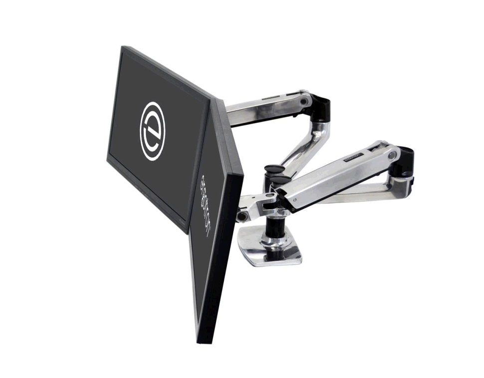Ergotron – LX Dual Side-by-Side Arm – dwuramienny uchwyt biurkowy na dwa monitory (polerowane aluminium)