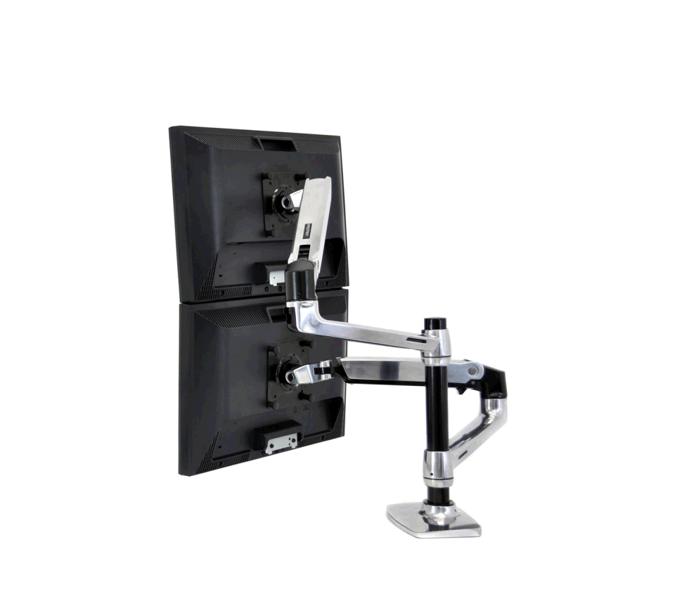 Ergotron - LX Dual Stacking Arm - uchwyt biurkowy na dwa monitory lub monitor i laptop (polerowane aluminium)