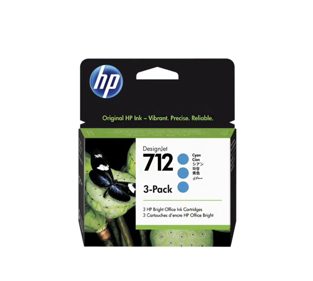 Zestaw wkładów HP 712 – błękitny (cyan) 3×29 ml