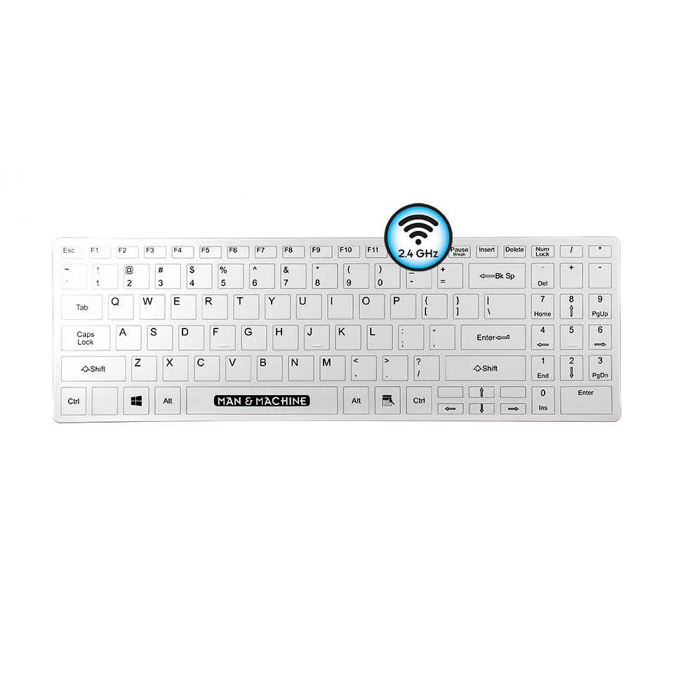 Man&Machine It's Cool Flat Wireless Keyboard - medyczna, dezynfekowalna niskoprofilowa klawiatura bezprzewodowa (biała)