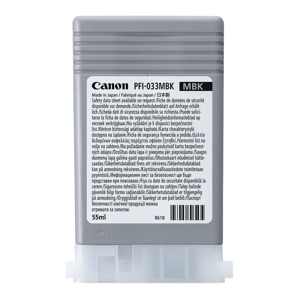Tusz Canon PFI-033MBK Matte Black 55 ml (CF7476C001AA) – czarny matowy – oryginalne opakowanie atramentu do plotera Canon imagePROGRAF TM-500, TM-600
