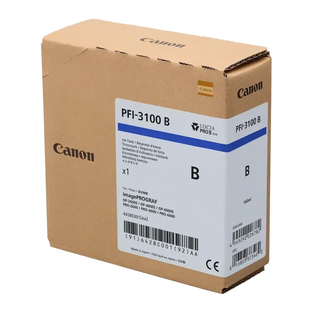 Tusz Canon PFI-3100B Blue 160 ml (CF6428C001AA) – niebieski – oryginalne opakowanie atramentu do plotera Canon imagePROGRAF PRO-2600, PRO-4600, PRO-6600