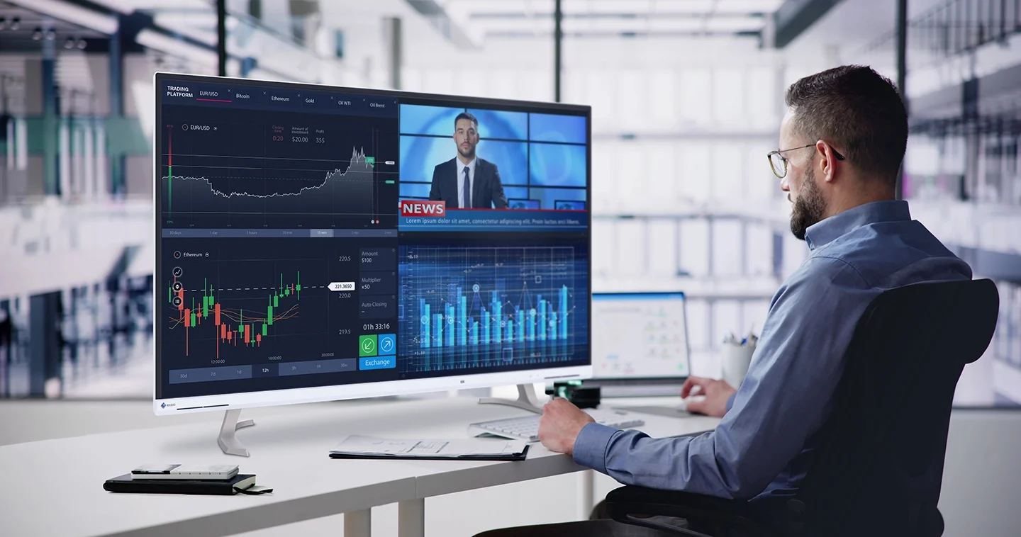 EIZO EV4340X — Praca z kilkoma źródłami obrazu na dużym ekranie.