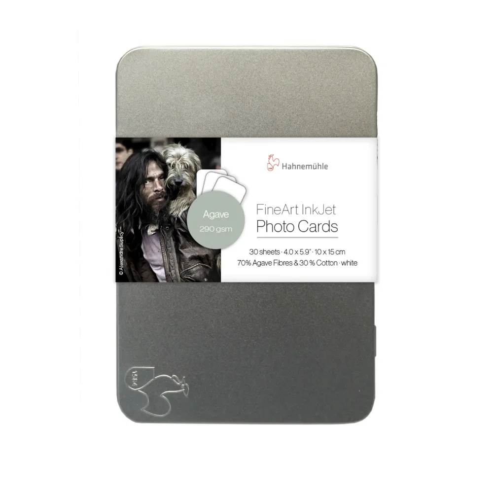 Hahnemühle FineArt Photo Cards Agave 290 10 × 15 cm – 30 kart w metalowej puszce