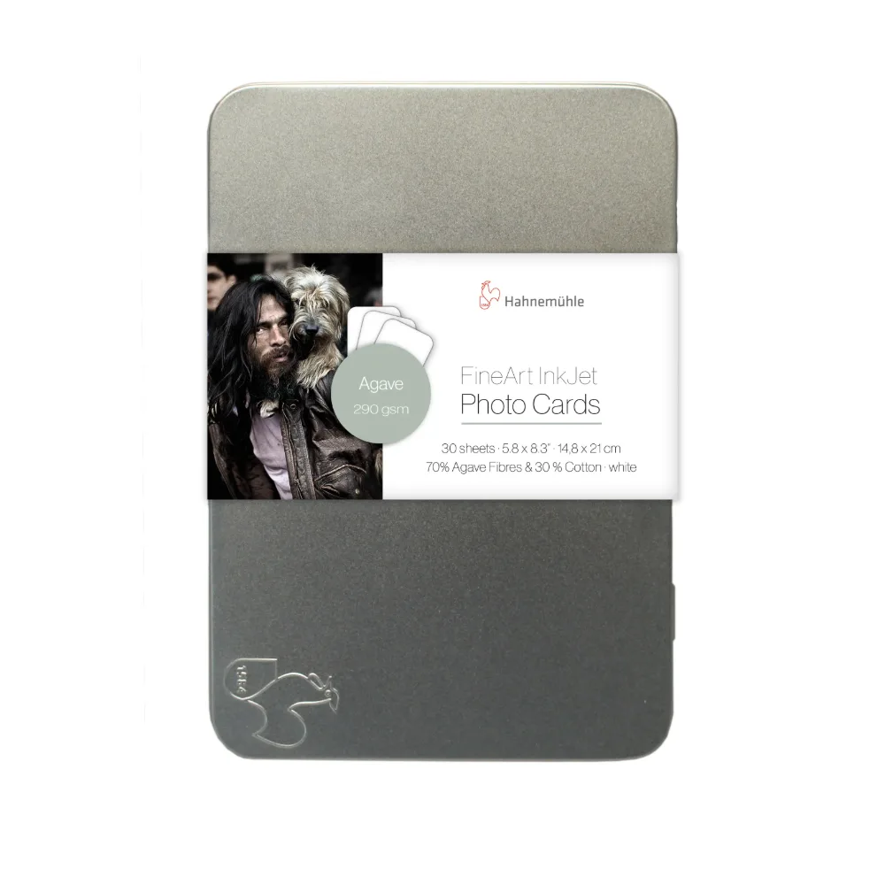 Hahnemühle FineArt Photo Cards Agave 290 A5 – 30 kart w metalowej puszce