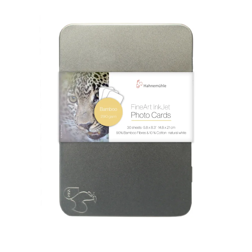 Hahnemühle FineArt Photo Cards Bamboo 290 A5 – 30 kart w metalowej puszce