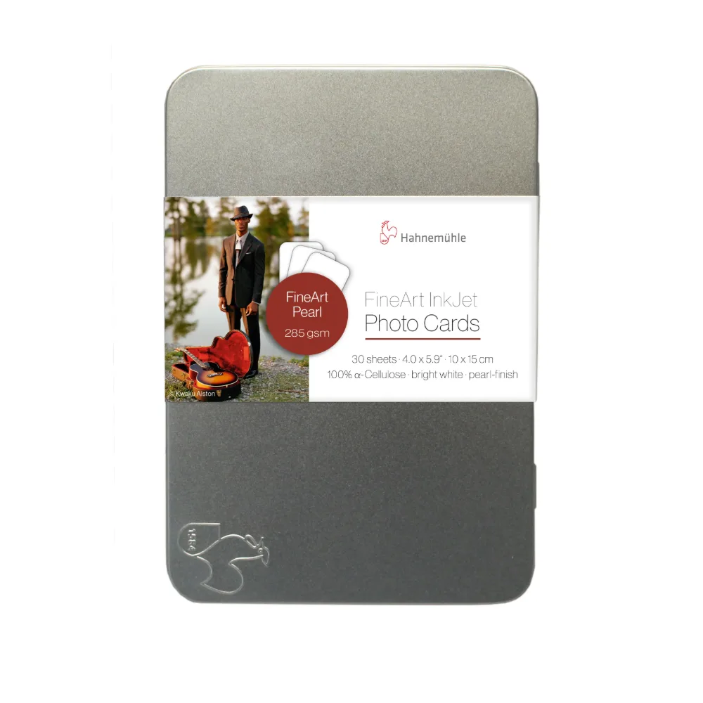 Hahnemühle FineArt Photo Cards FineArt Pearl 285 10 × 15 cm – 30 kart w metalowej puszce