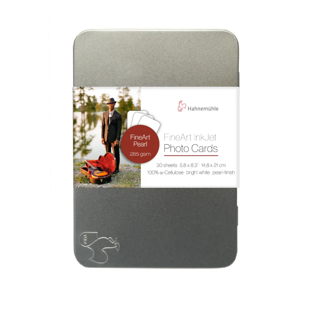 Hahnemühle FineArt Photo Cards FineArt Pearl 285 A5 – 30 kart w metalowej puszce
