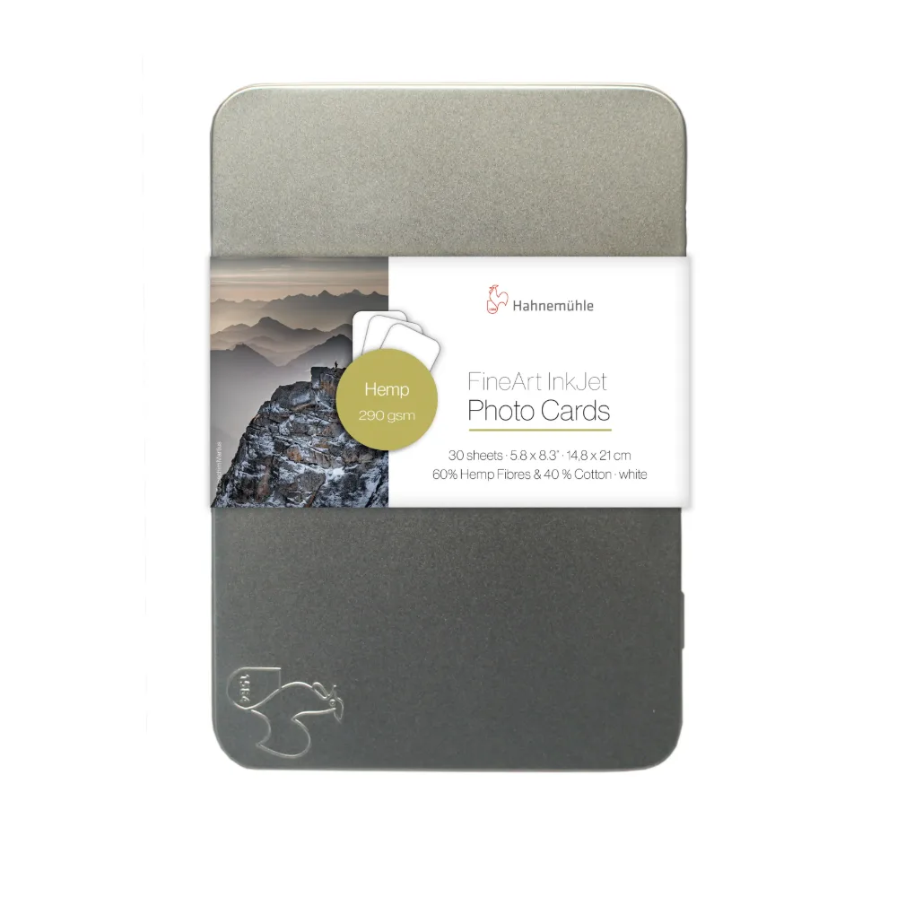 Hahnemühle FineArt Photo Cards Hemp 290 A5 – 30 kart w metalowej puszce