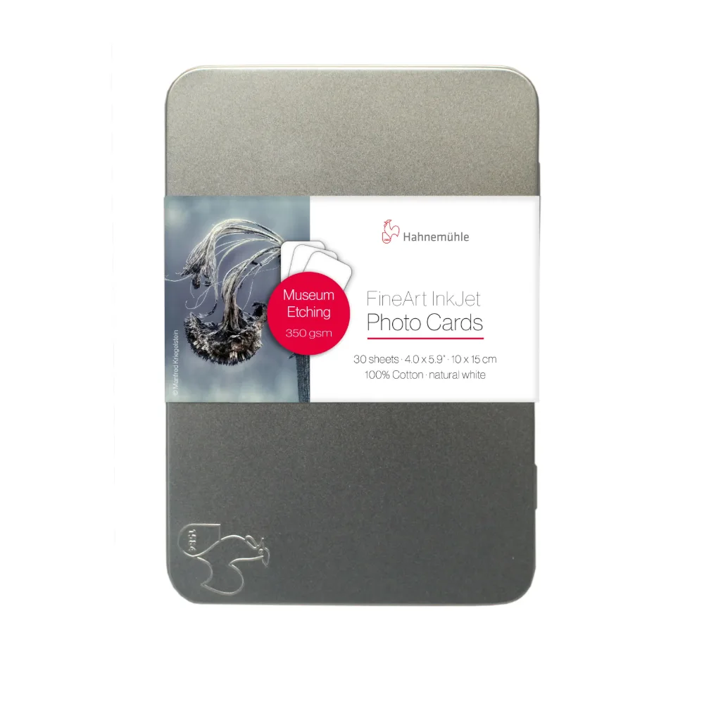 Hahnemühle FineArt Photo Cards Museum Etching 350 10 × 15 cm – 30 kart w metalowej puszce