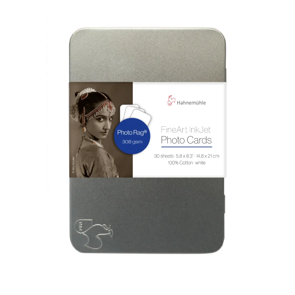 Hahnemühle FineArt Photo Cards Photo Rag 308 A5 – 30 kart w metalowej puszce