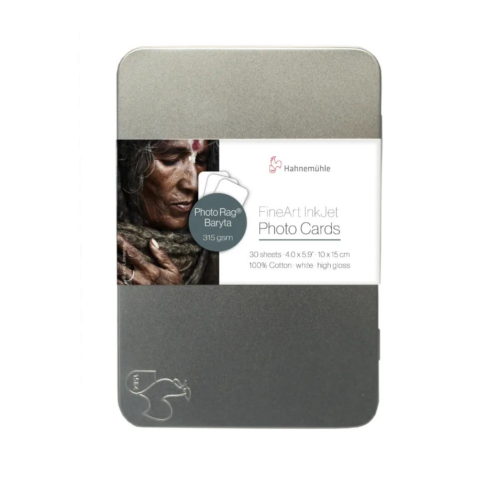 Hahnemühle FineArt Photo Cards Photo Rag Baryta 315 10 × 15 cm – 30 kart w metalowej puszce
