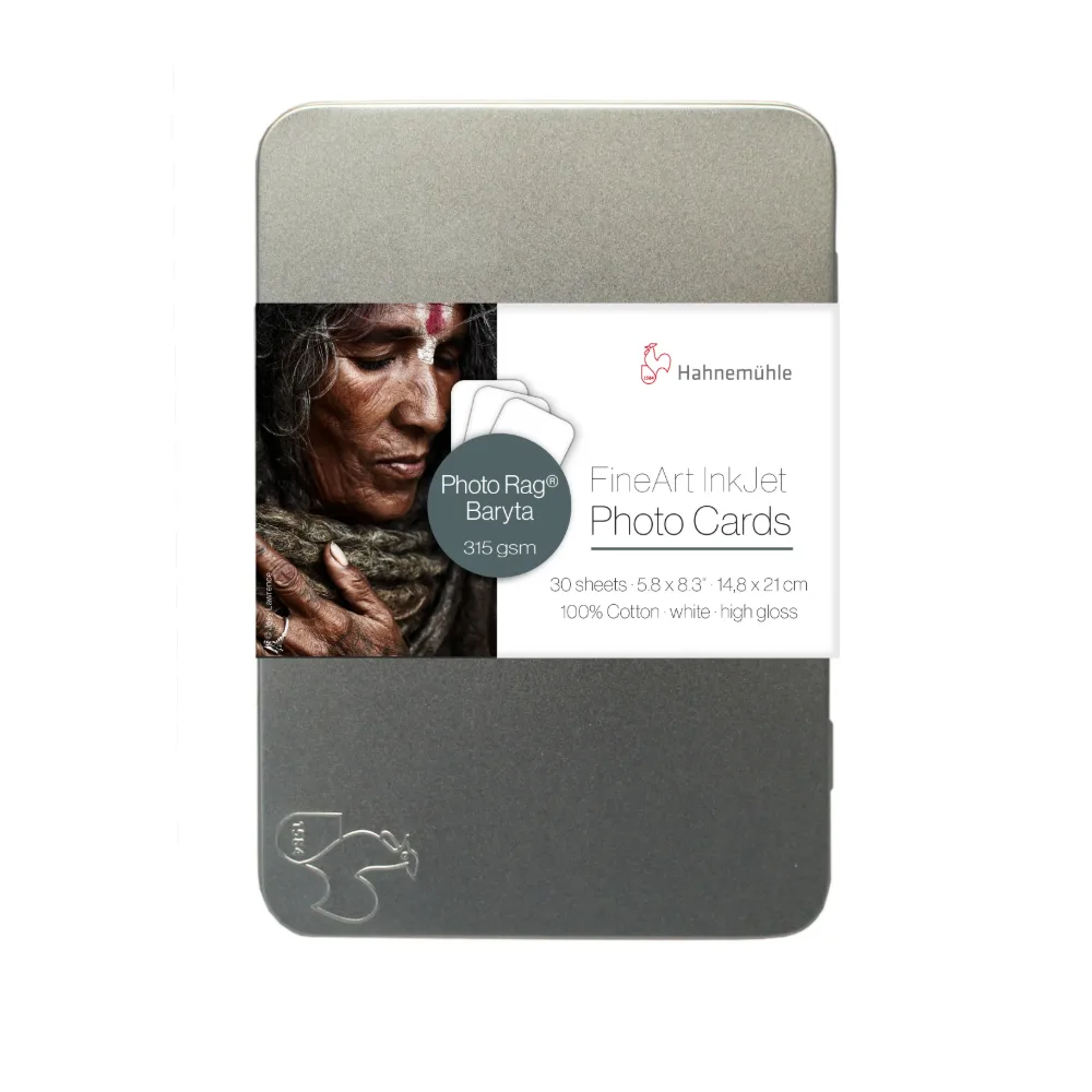 Hahnemühle FineArt Photo Cards Photo Rag Baryta 315 A5 – 30 kart w metalowej puszce