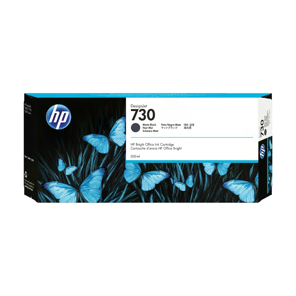 Wkład atramentowy HP 730 Matte Black 300 ml (P2V71A) – czarny matowy – oryginalne opakowanie tuszu do plotera HP DesignJet T1600, T1700, T2600