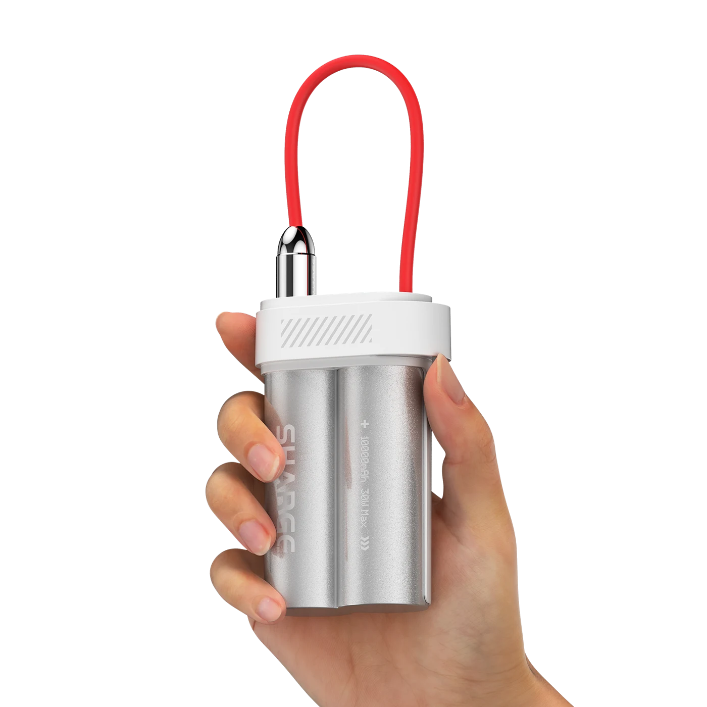 Powerbank SHARGE Pouch Mini biały z wbudowanym kablem USB-C